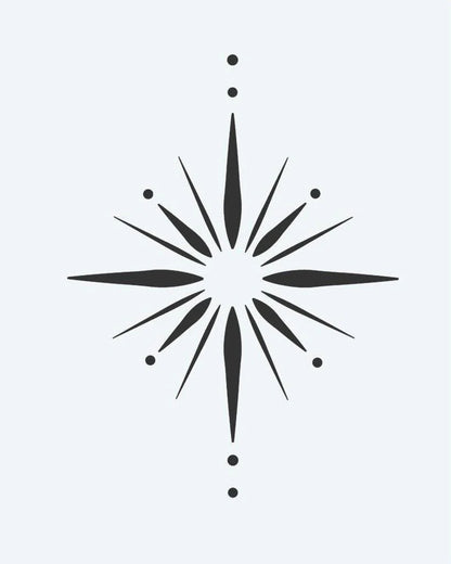 Starburst semi-permanent tattoo design by INKON – geometric, starburst, alternating, filled, thin illustration, 2 x 2 in (5x5cm), available at inkon.co