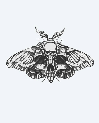 Death's-Head Moth semi-permanent tattoo design by INKON – moth, skull, pattern, thorax, intricately illustration, 3 x 4 in (6x11cm), available at inkon.co
