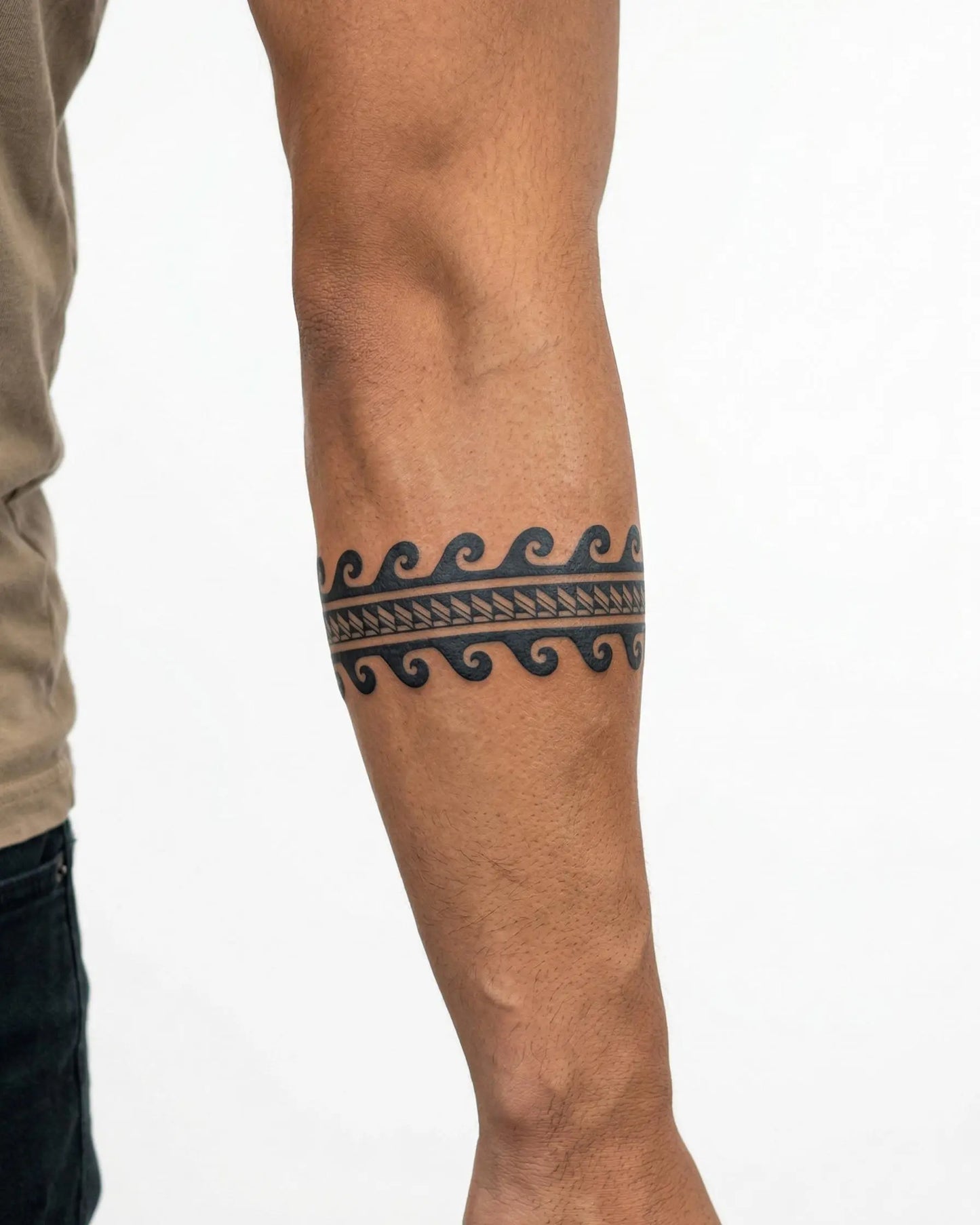 INKON Wave & Chevron Band semi-permanent tattoo applied on a man – 2 x 9 in (5x23cm) design, realistic ink look, lasts 10 days