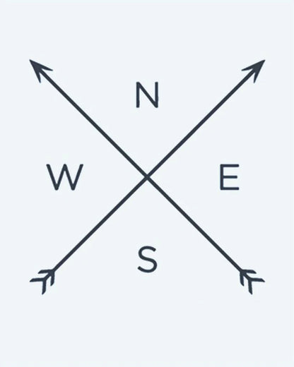 Compass Arrows semi-permanent tattoo design by INKON – minimalist, crossed, arrows, cardinal, points illustration, 2 x 2 in (5x5cm), available at inkon.co