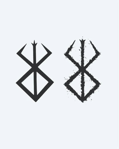 Norse Rune Symbol semi-permanent tattoo design by INKON – variations, norse, bind, rune, distressed illustration, 3 x 4 in (7x10cm), available at inkon.co