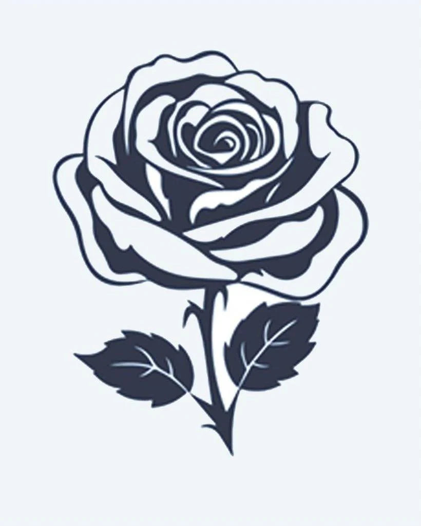 Classic Rose semi-permanent tattoo design by INKON – beautifully, rose, bloom, layered, petals illustration, 2 x 2 in (5x5cm), available at inkon.co