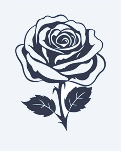 Classic Rose semi-permanent tattoo design by INKON – beautifully, rose, bloom, layered, petals illustration, 2 x 2 in (5x5cm), available at inkon.co