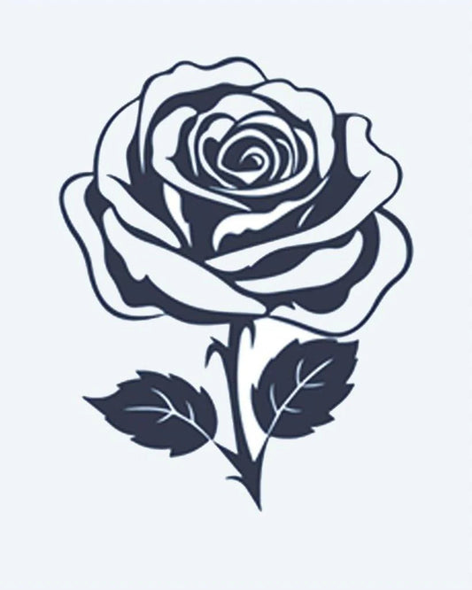 Classic Rose semi-permanent tattoo design by INKON – beautifully, rose, bloom, layered, petals illustration, 2 x 2 in (5x5cm), available at inkon.co