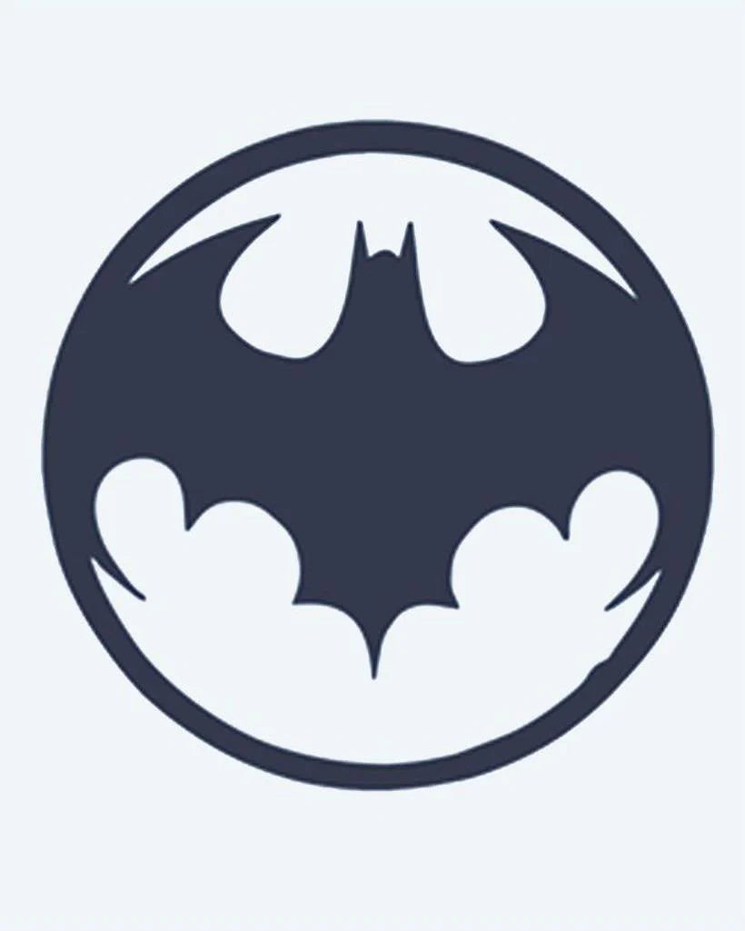 Bat Signal semi-permanent tattoo design by INKON – iconic, silhouette, inside, circular, emblem illustration, 2 x 2 in (5x5cm), available at inkon.co