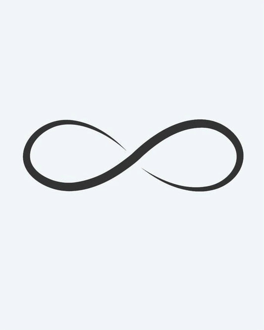 Infinity Symbol semi-permanent tattoo design by INKON – infinity, loop, line, behind, timeless illustration, 2 x 2 in (5x5cm), available at inkon.co