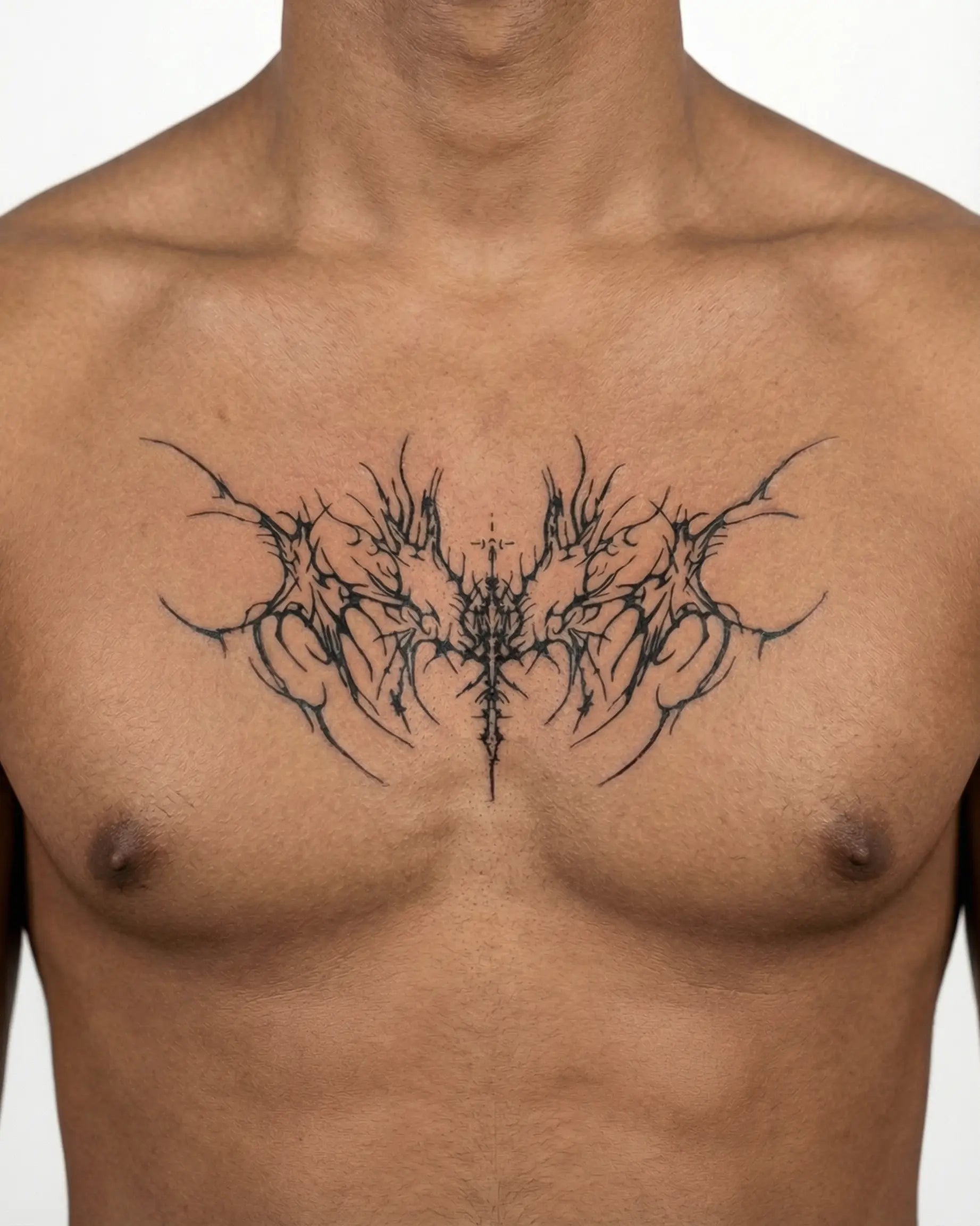 INKON Dark Thorns Spread semi-permanent tattoo applied on a man – 4 x 8 in (11x21cm) design, realistic ink look, lasts 10 days