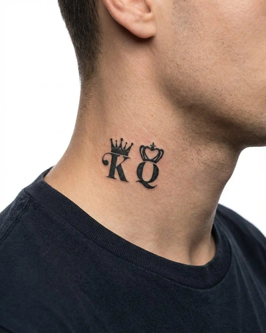 INKON King & Queen Crowns semi-permanent tattoo applied on a man – 2 x 2 in (5x5cm) design, realistic ink look, lasts 10 days