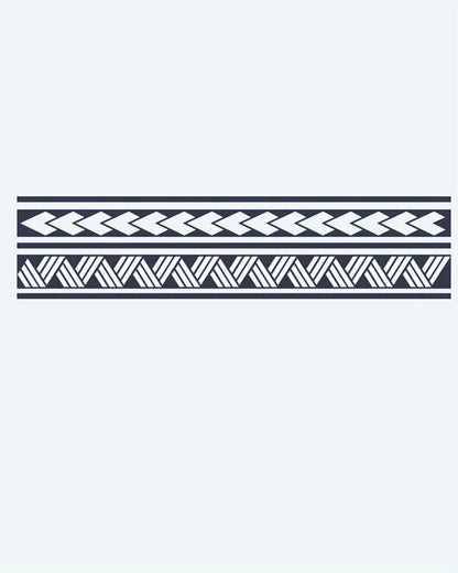 Arrow & Braid Band semi-permanent tattoo design by INKON – geometric, tribal, armband, arrow, chevrons illustration, 2 x 9 in (5x23cm), available at inkon.co