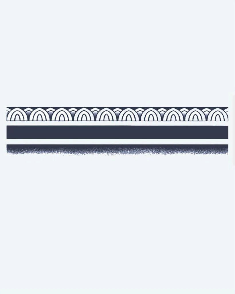 Scallop Pattern Band semi-permanent tattoo design by INKON – minimalist, geometric, armband, repeating, scallop illustration, 2 x 9 in (5x23cm), available at inkon.co