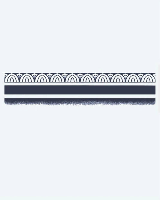 Scallop Pattern Band semi-permanent tattoo design by INKON – minimalist, geometric, armband, repeating, scallop illustration, 2 x 9 in (5x23cm), available at inkon.co