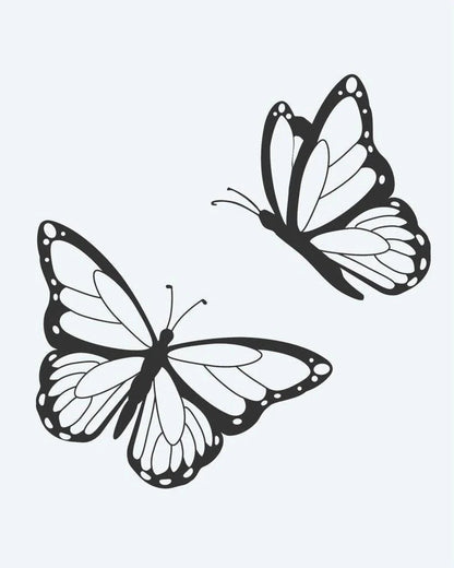Butterfly Pair semi-permanent tattoo design by INKON – monarch, butterflies, flight, wing, patterns illustration, 2 x 2 in (5x5cm), available at inkon.co
