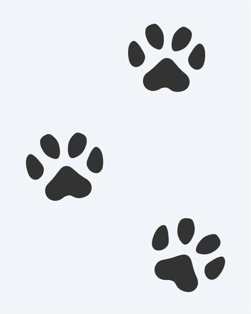 Paw Print Trail semi-permanent tattoo design by INKON – three, solid, prints, walking, diagonal illustration, 2 x 2 in (5x5cm), available at inkon.co