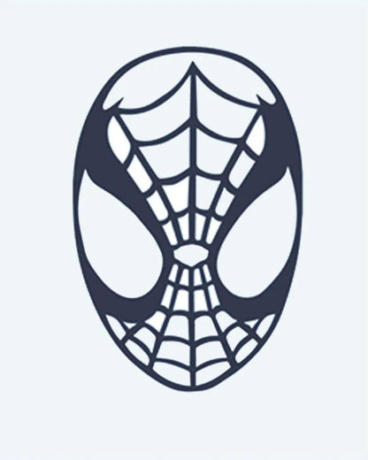 Web Hero Mask semi-permanent tattoo design by INKON – iconic, patterned, superhero, mask, large illustration, 2 x 2 in (5x5cm), available at inkon.co