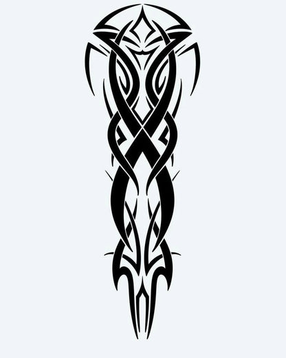 Celtic Tribal Knot Sleeve semi-permanent tattoo design by INKON – symmetrical, celtic, tribal, intertwined, knotwork illustration, 8 x 20 in (20x50cm), available at inkon.co