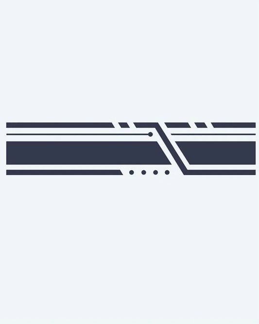 Geometric Lines Band semi-permanent tattoo design by INKON – minimalist, armband, parallel, lines, angular illustration, 2 x 9 in (5x23cm), available at inkon.co