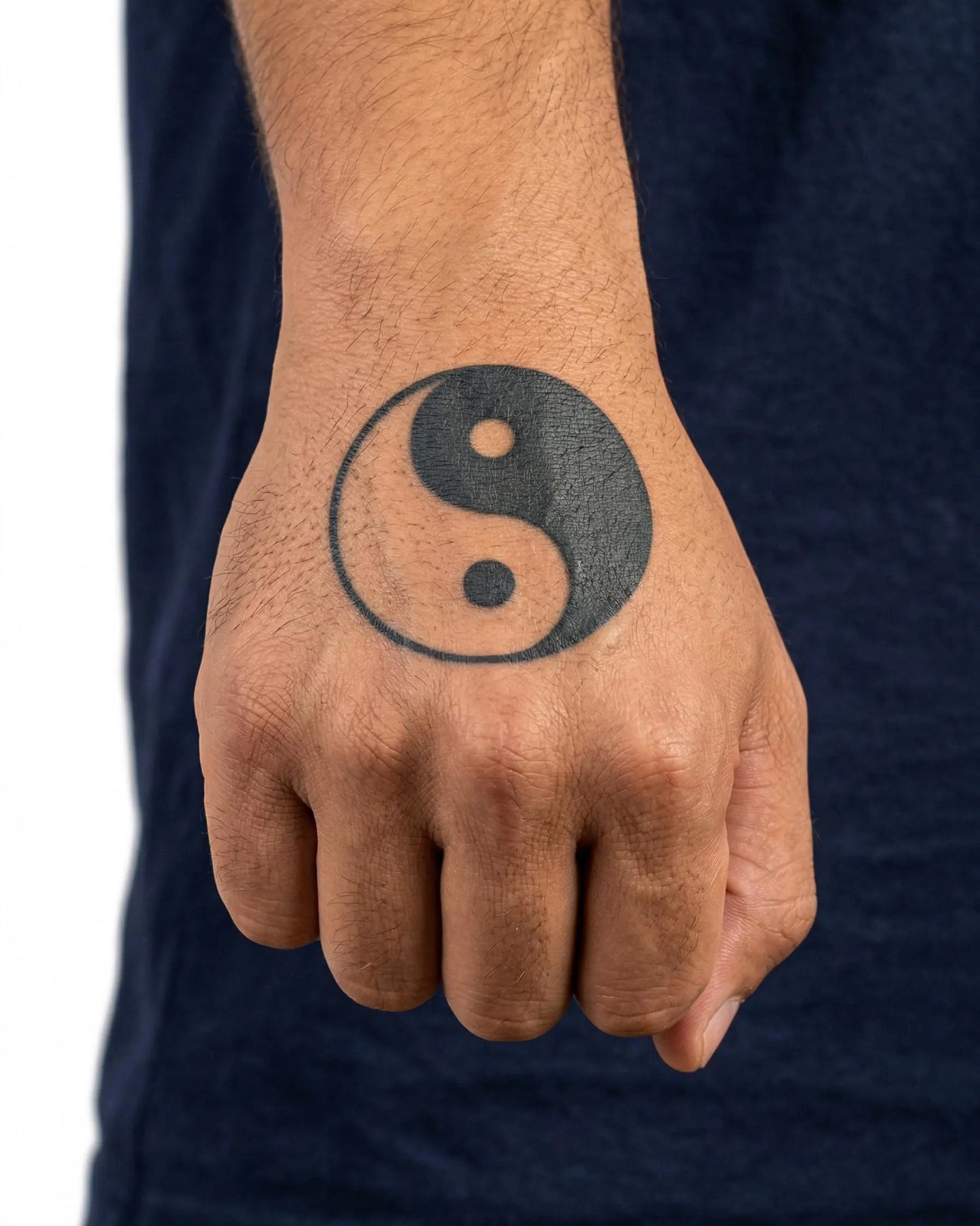 INKON Yin Yang semi-permanent tattoo applied on a man – 2 x 2 in (5x5cm) design, realistic ink look, lasts 10 days