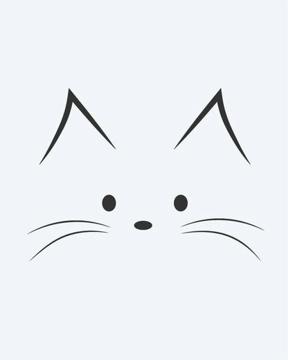 Cat Face semi-permanent tattoo design by INKON – minimalist, face, pointed, ears, eyes illustration, 2 x 2 in (5x5cm), available at inkon.co