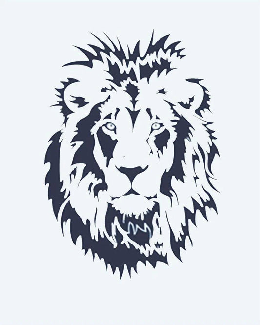 Lion Portrait semi-permanent tattoo design by INKON – majestic, lion, face, portrait, full illustration, 2 x 2 in (5x5cm), available at inkon.co